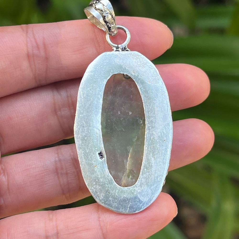 Silver plated fluorite pendant - Picture 4 of 4
